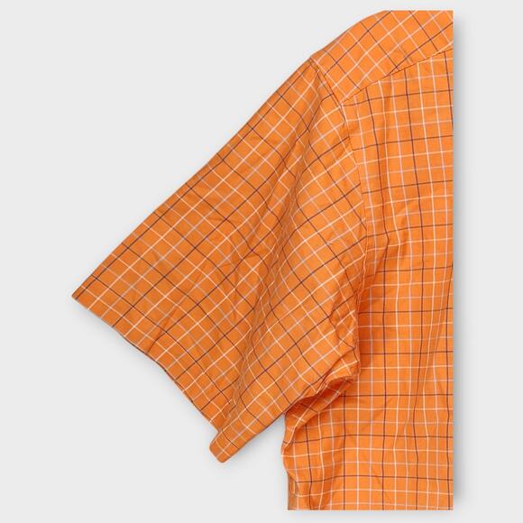 Mens L.L. Bean Traditional Fit Orange Plaid Short Sleeve Button Up Shirt Size L - Picture 3 of 4